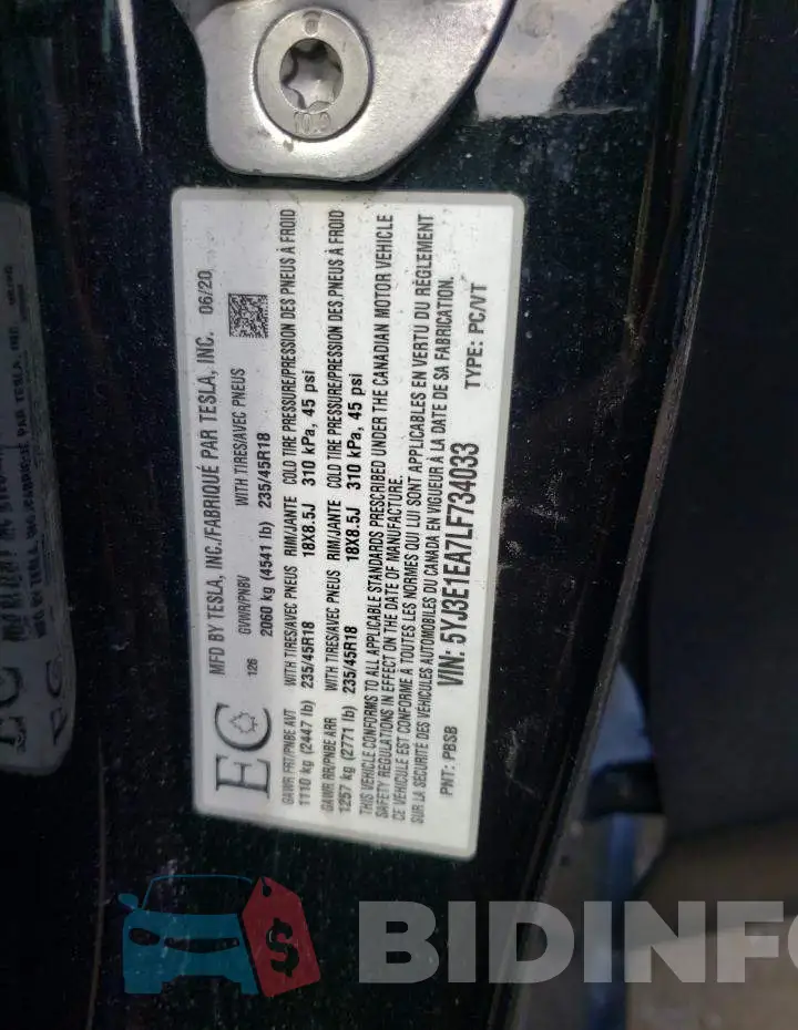 5YJ3E1EA7LF734033 Photo# 12