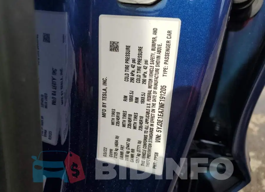 5YJ3E1EA7NF191205 Photo# 12