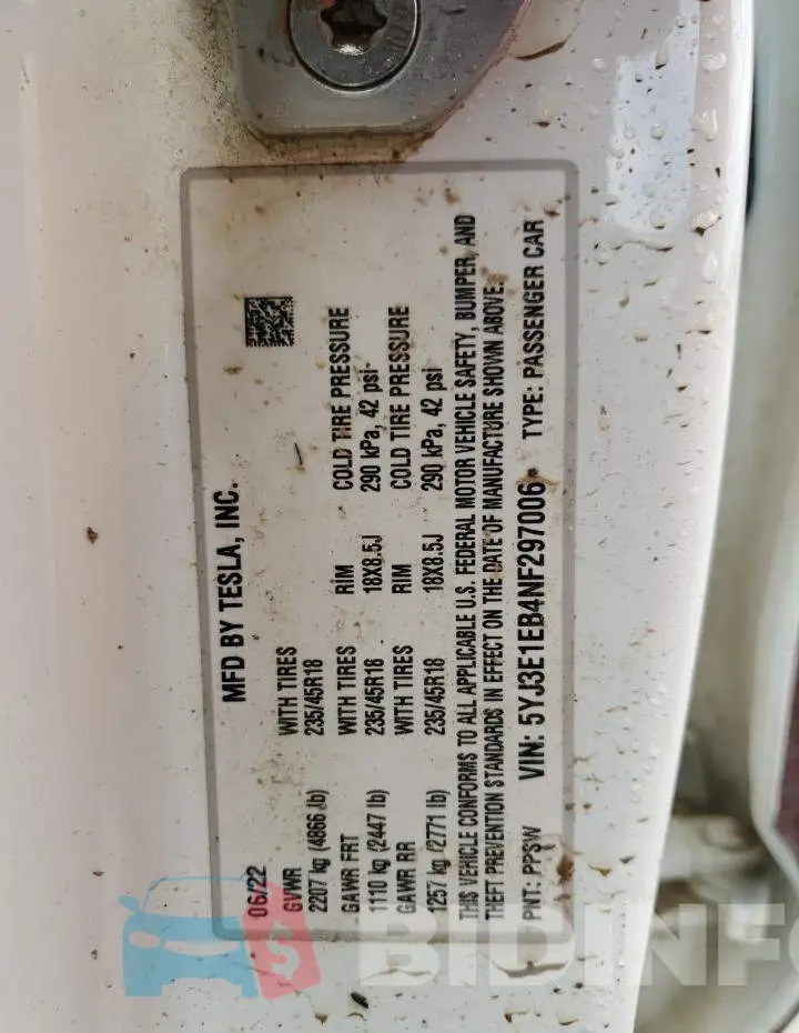 5YJ3E1EB4NF297006 Photo# 12