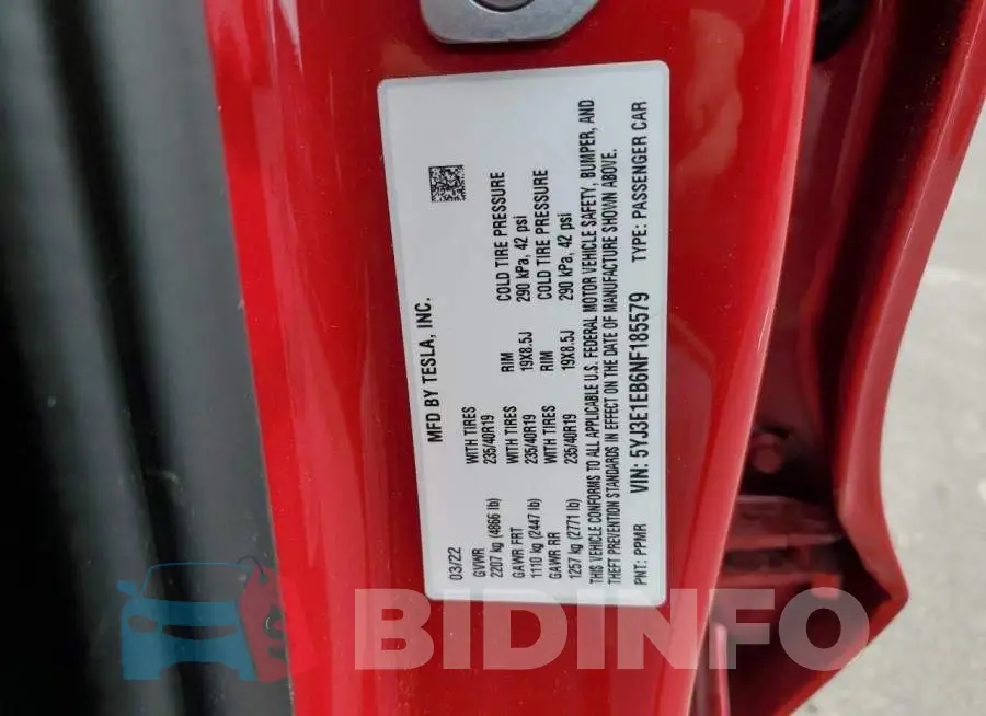 5YJ3E1EB6NF185579 Photo# 13