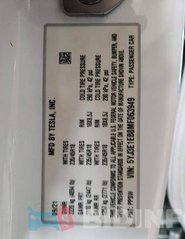 5YJ3E1EB8MF063949 Photo# 13