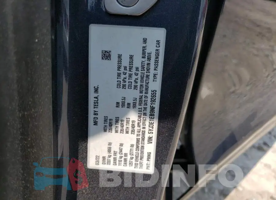 5YJ3E1EB9NF192655 Photo# 12