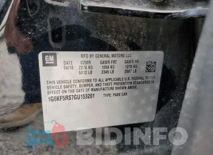 1G6KF5RS7GU153201 Photo# 12