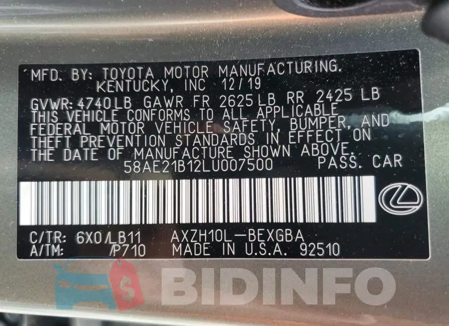 58AE21B12LU007500 Photo# 12