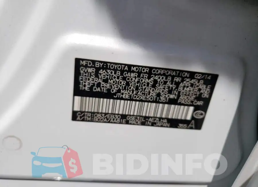 JTHBE1D2XE5011351 Photo# 12