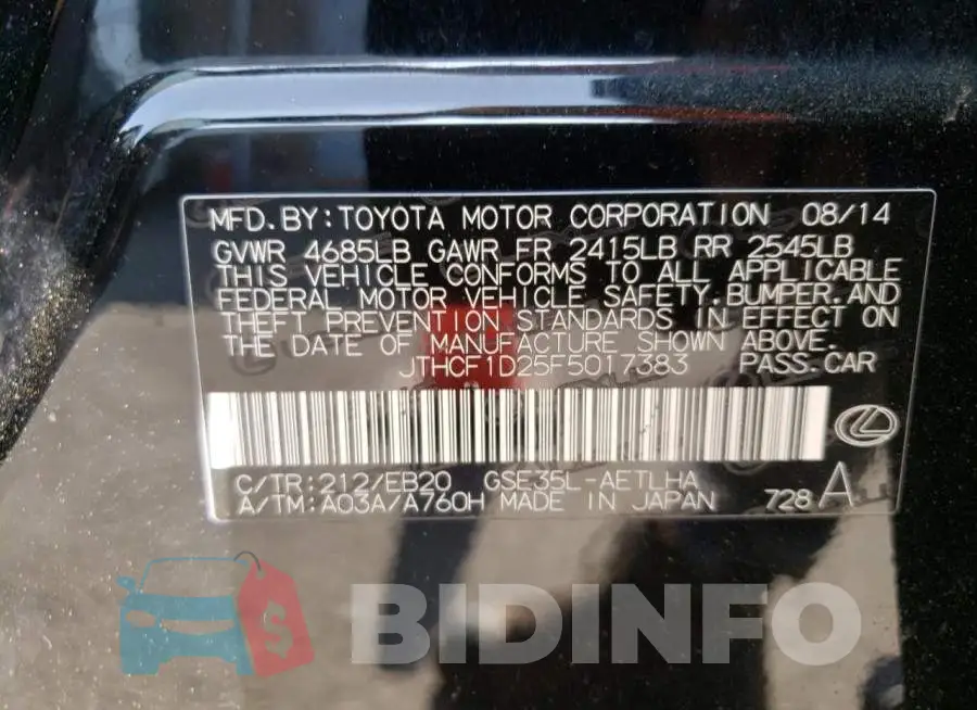 JTHCF1D25F5017383 Photo# 12