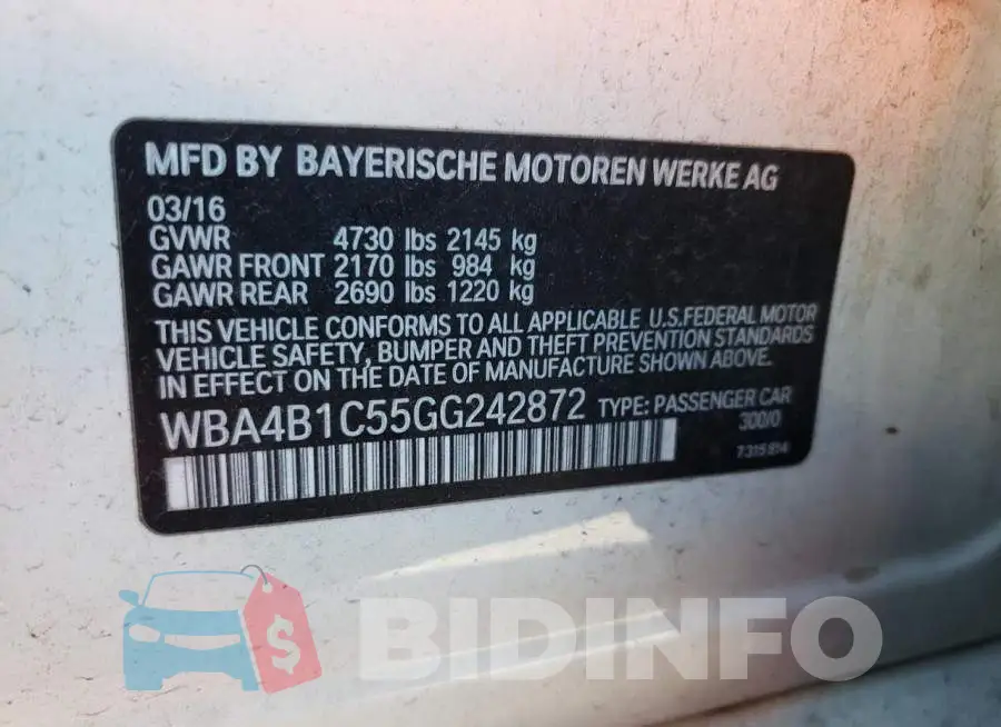 WBA4B1C55GG242872 Photo# 12