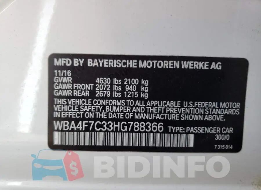 WBA4F7C33HG788366 Photo# 12