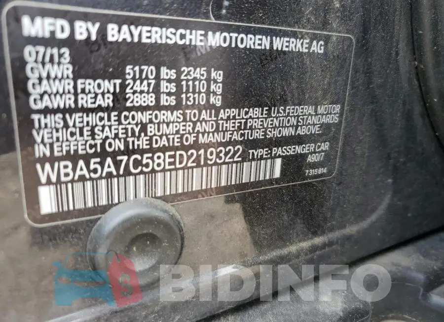 WBA5A7C58ED219322 Photo# 12