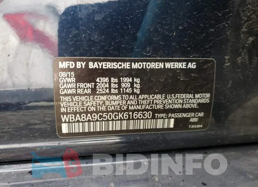 WBA8A9C50GK616630 Photo# 12