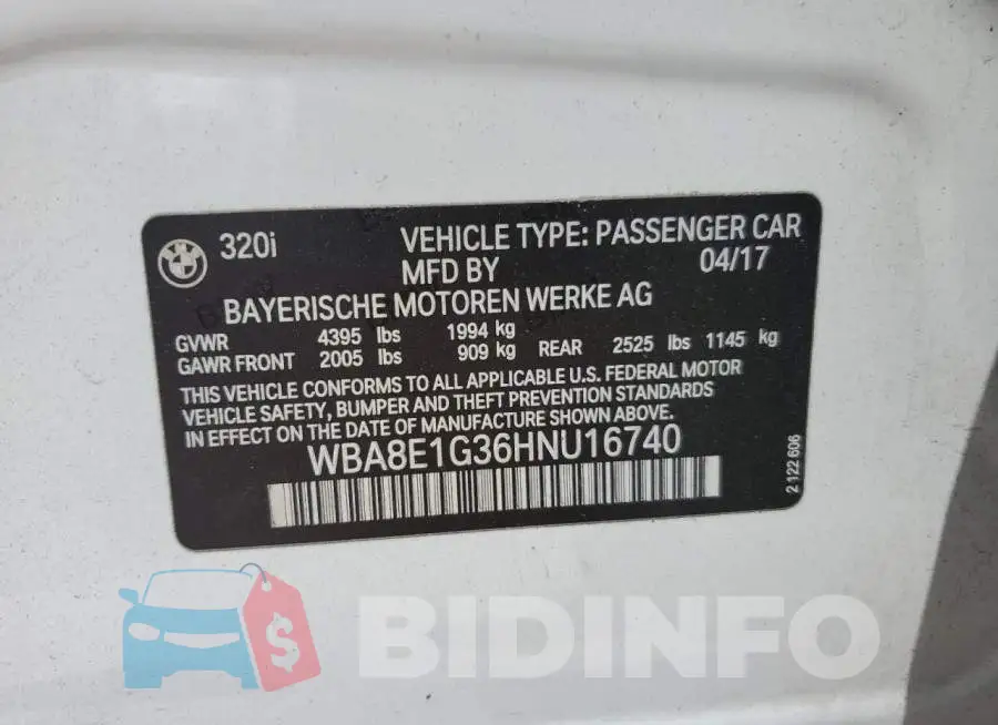 WBA8E1G36HNU16740 Photo# 12