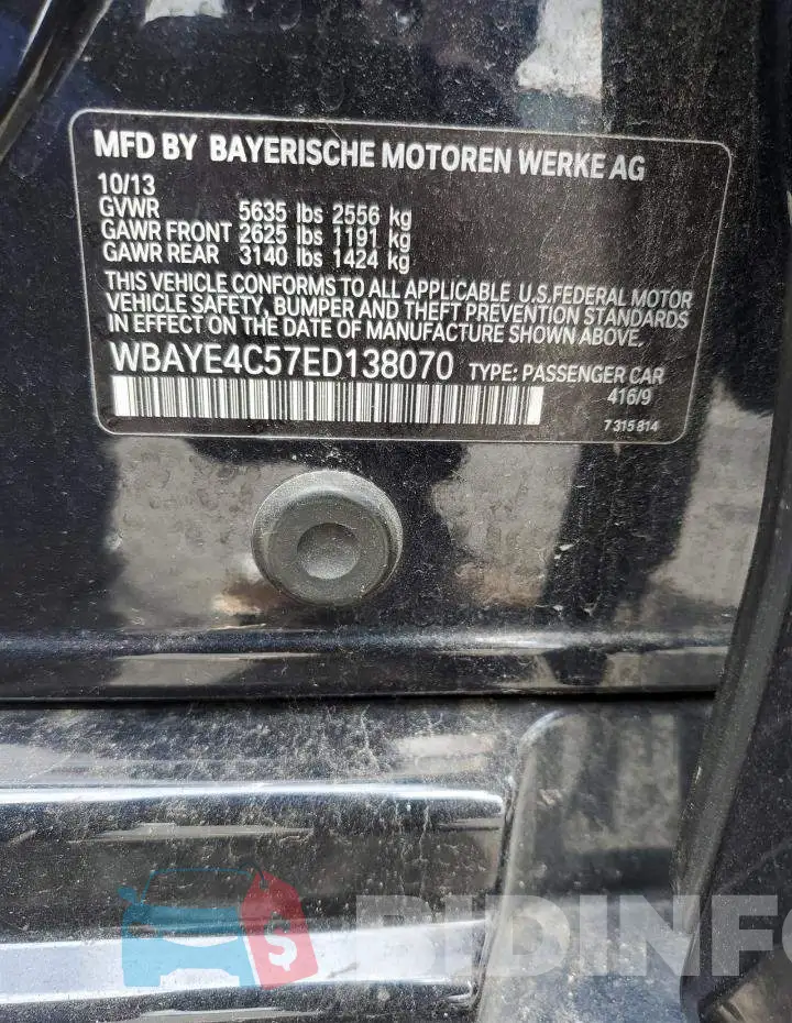 WBAYE4C57ED138070 Photo# 12