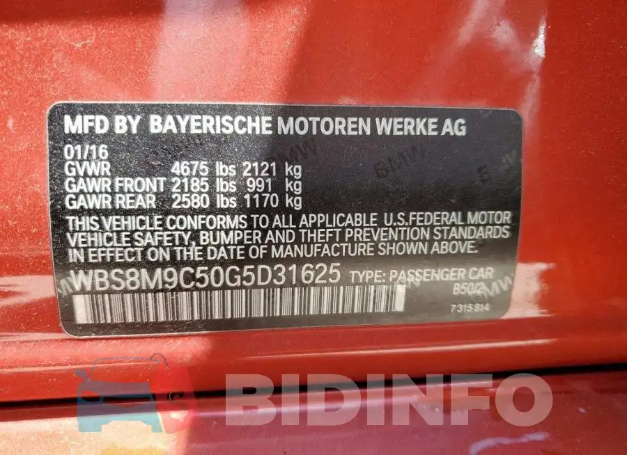 WBS8M9C50G5D31625 Photo# 12