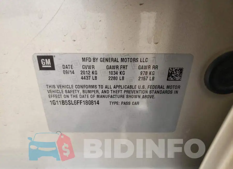 1G11B5SL6FF180814 Photo# 12
