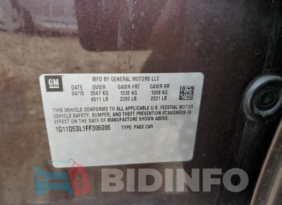 1G11D5SL1FF306006 Photo# 12