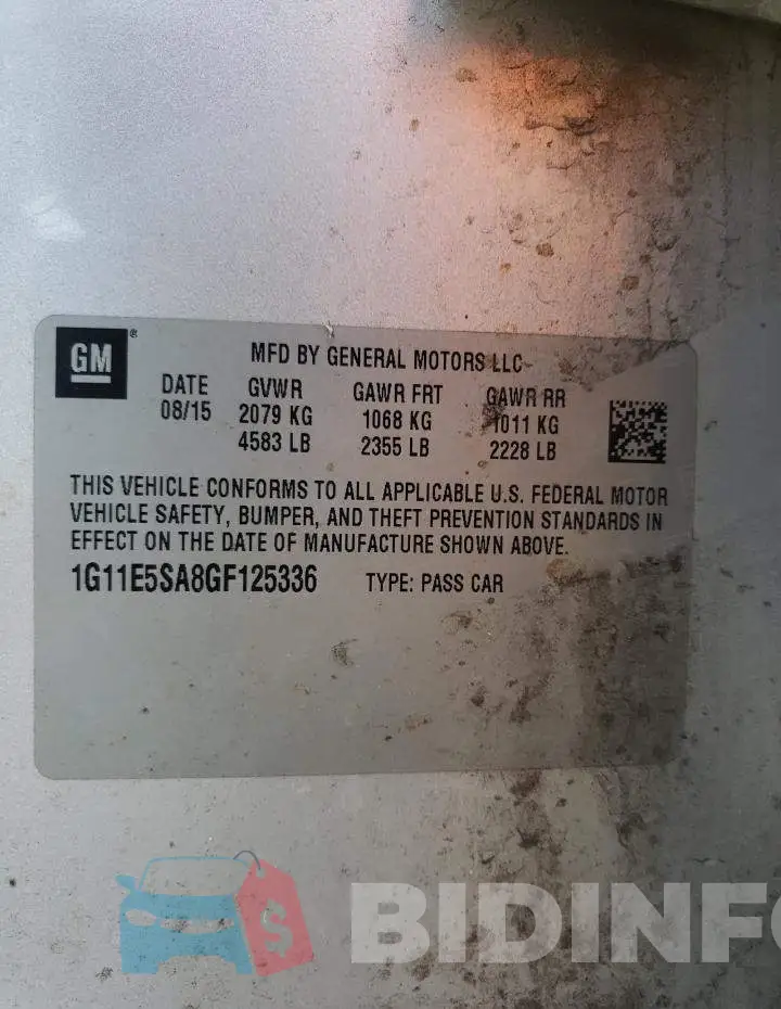 1G11E5SA8GF125336 Photo# 10