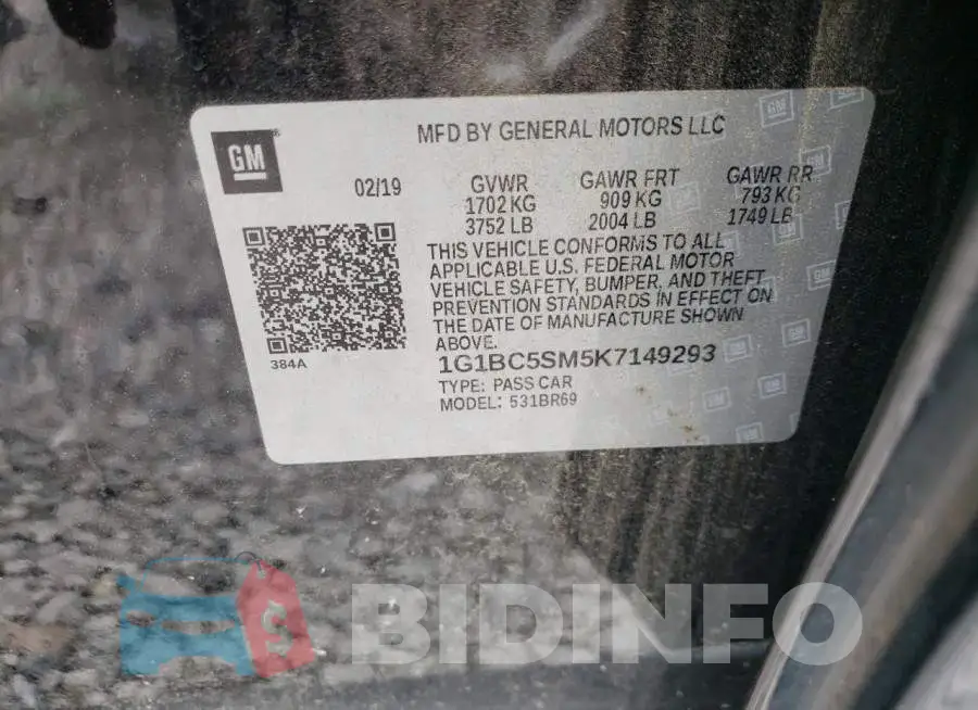 1G1BC5SM5K7149293 Photo# 12