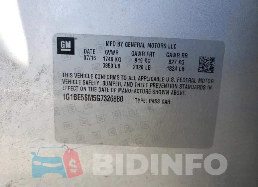 1G1BE5SM5G7326880 Photo# 12