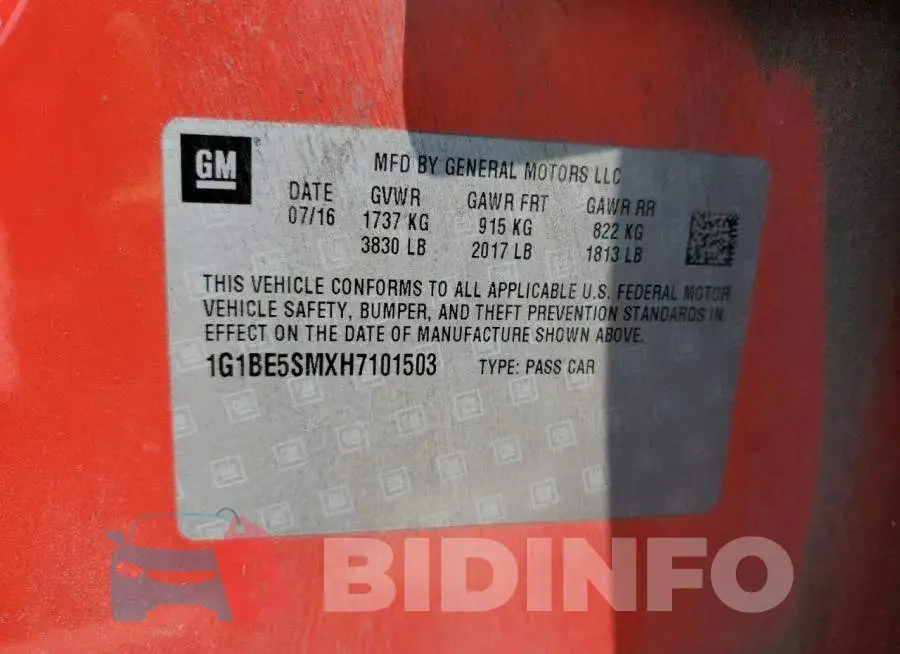 1G1BE5SMXH7101503 Photo# 12
