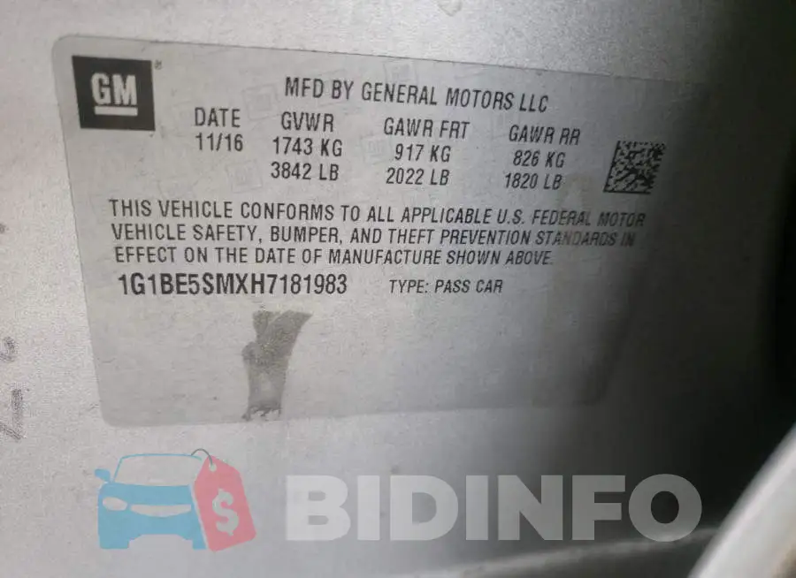 1G1BE5SMXH7181983 Photo# 10