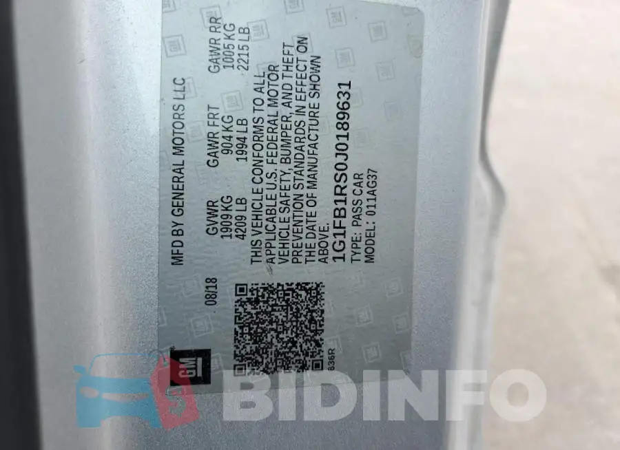 1G1FB1RS0J0189631 Photo# 12