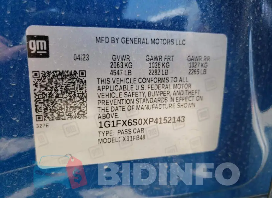 1G1FX6S0XP4152143 Photo# 12