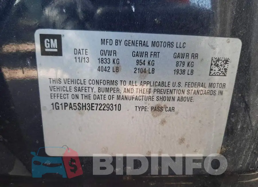 1G1PA5SH3E7229310 Photo# 12