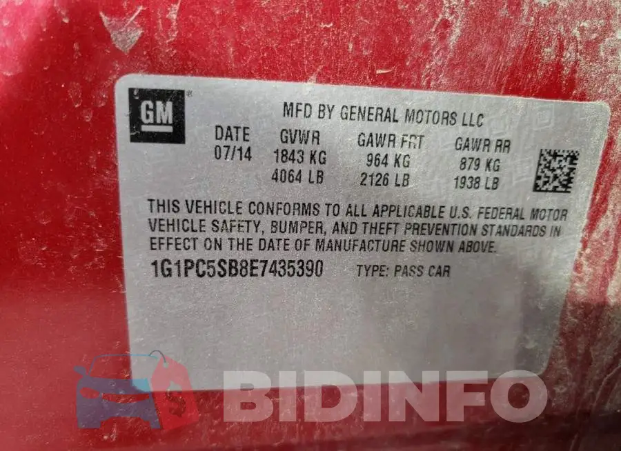 1G1PC5SB8E7435390 Photo# 12