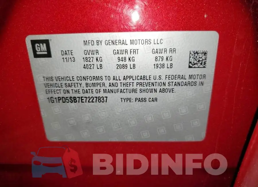 1G1PD5SB7E7227837 Photo# 12