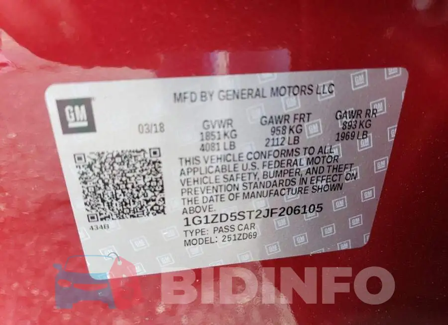 1G1ZD5ST2JF206105 Photo# 10
