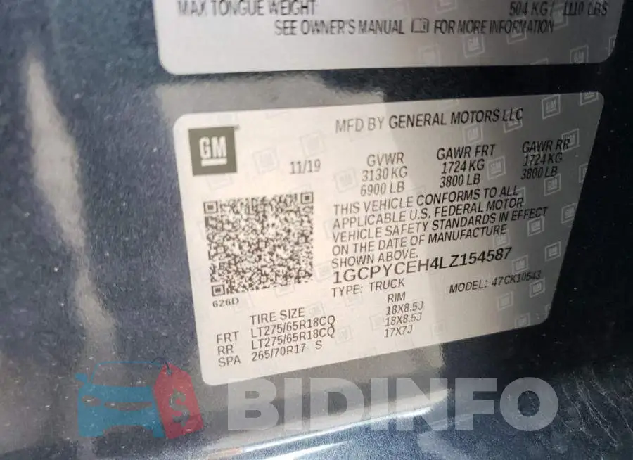 1GCPYCEH4LZ154587 Photo# 12