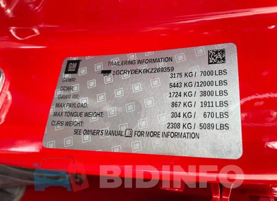 1GCRYDEK6KZ269359 Photo# 10