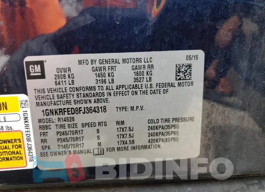 1GNKRFED8FJ364318 Photo# 13