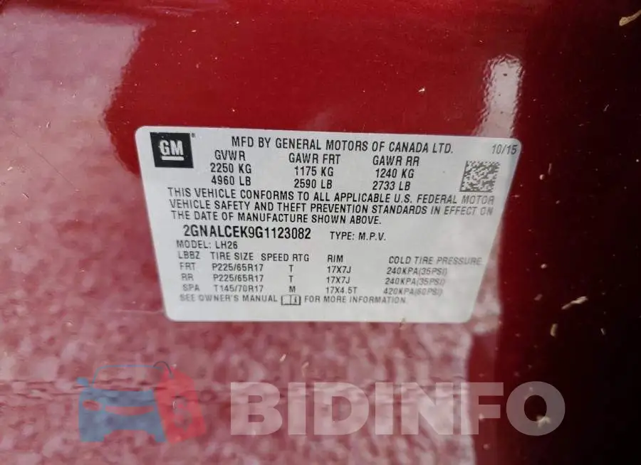 2GNALCEK9G1123082 Photo# 10