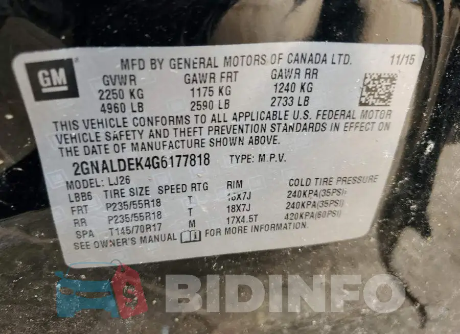 2GNALDEK4G6177818 Photo# 14