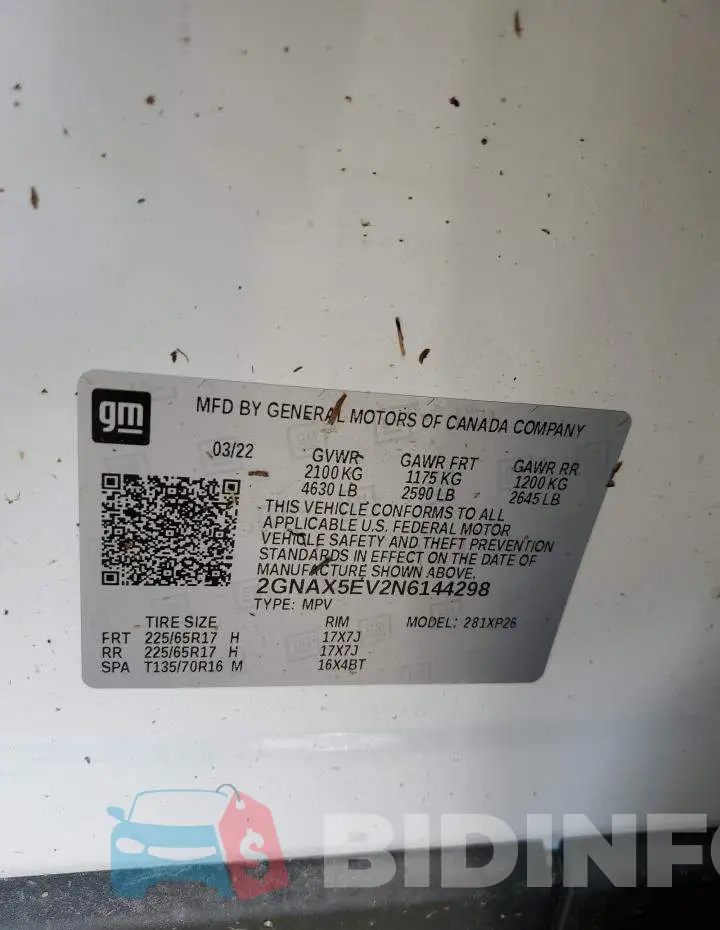 2GNAX5EV2N6144298 Photo# 13