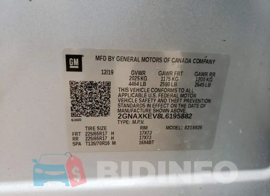 2GNAXKEV8L6195882 Photo# 12