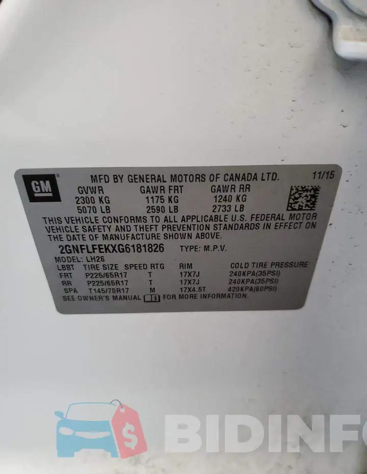 2GNFLFEKXG6181826 Photo# 13