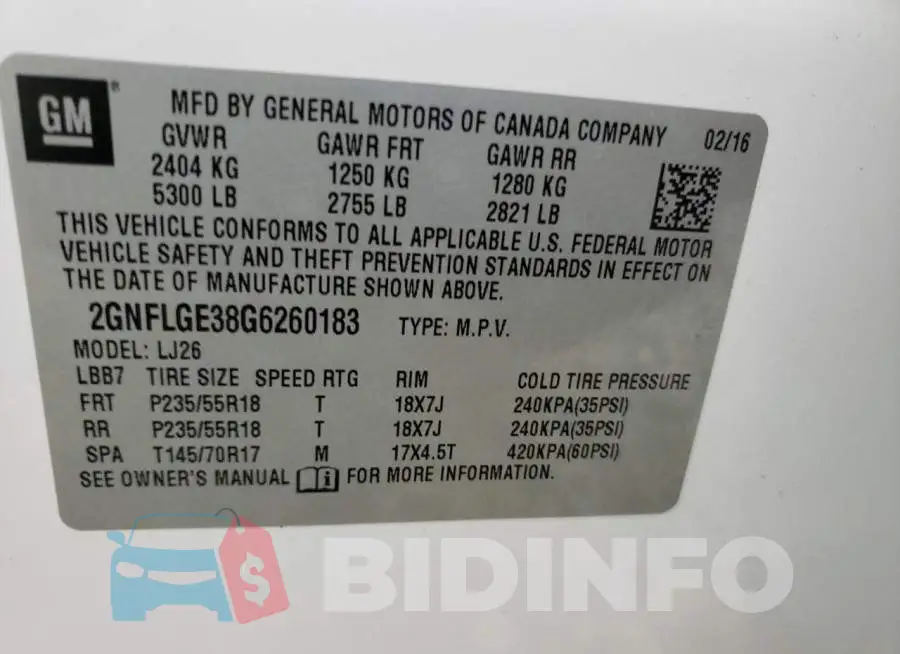 2GNFLGE38G6260183 Photo# 13
