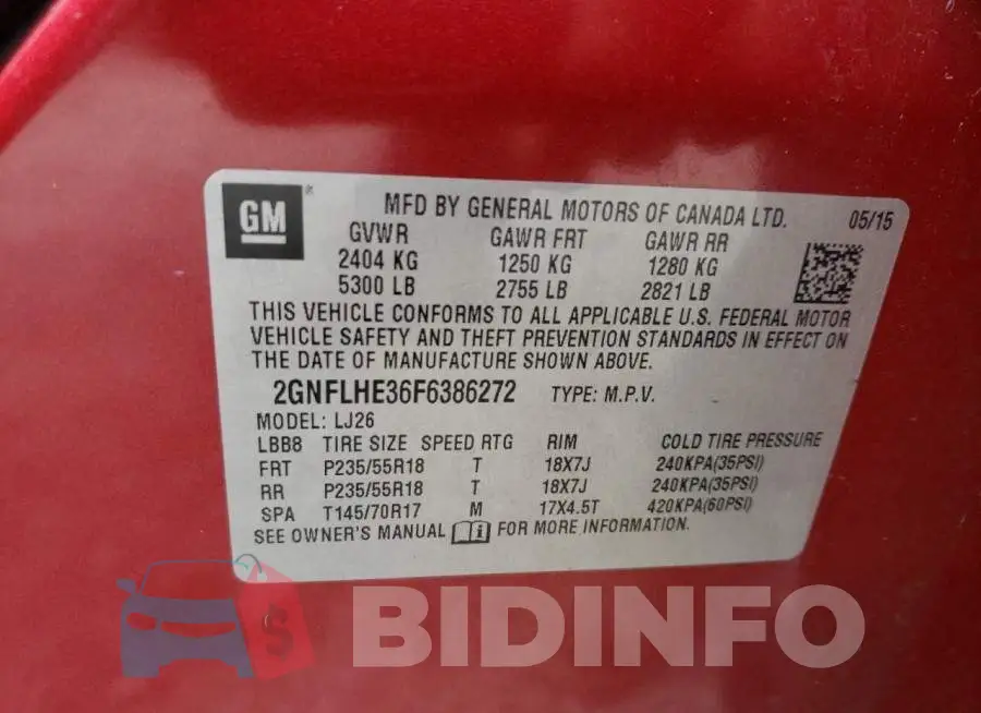 2GNFLHE36F6386272 Photo# 13