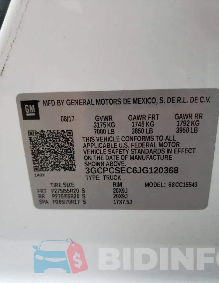 3GCPCSEC6JG120368 Photo# 10