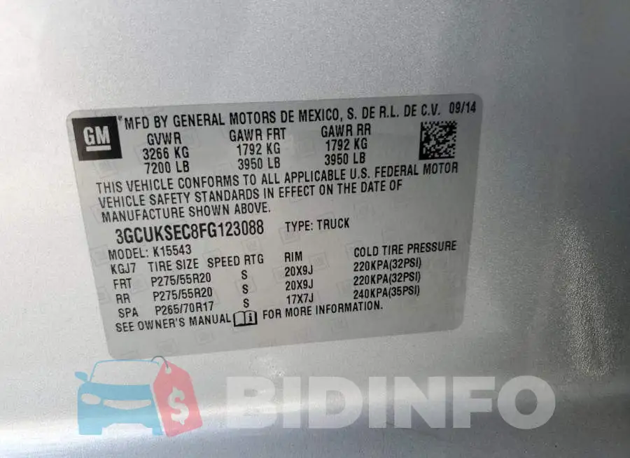 3GCUKSEC8FG123088 Photo# 13