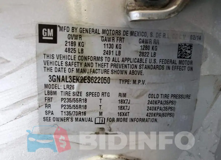3GNAL3EK2ES622050 Photo# 13