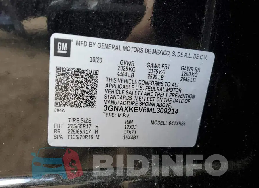 3GNAXKEV6ML309214 Photo# 13