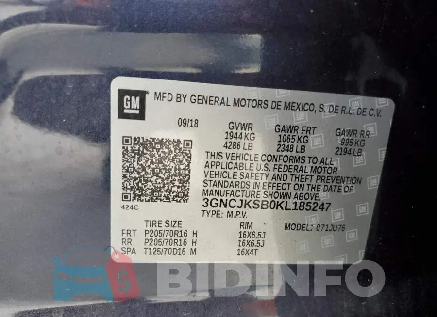 3GNCJKSB0KL185247 Photo# 13