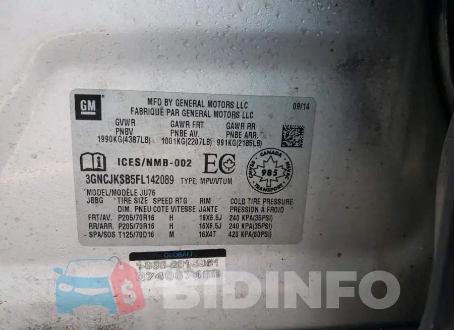 3GNCJKSB5FL142089 Photo# 13