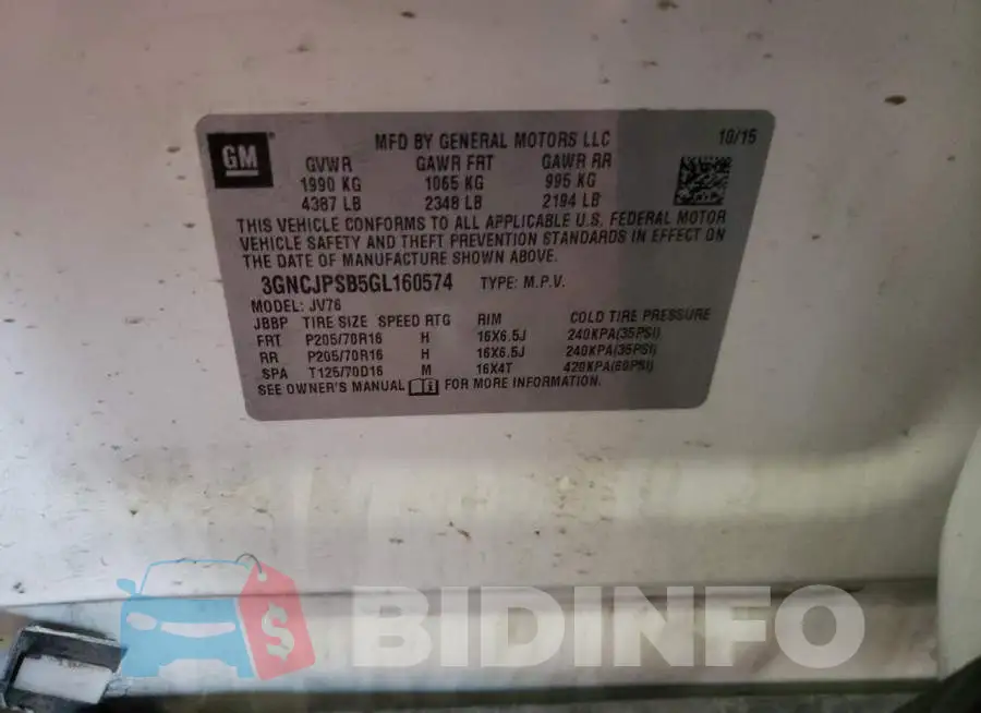 3GNCJPSB5GL160574 Photo# 14