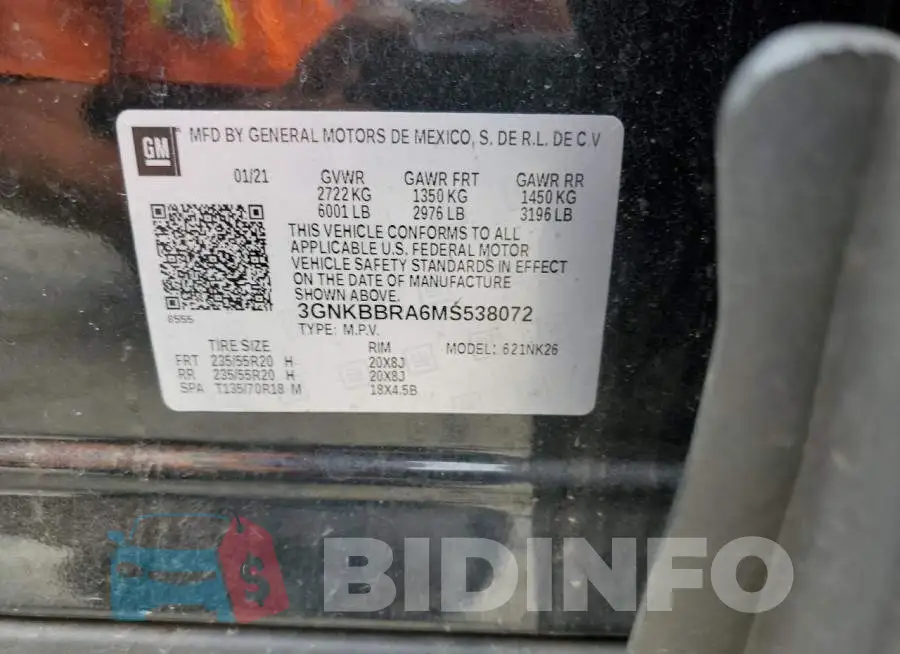 3GNKBBRA6MS538072 Photo# 13