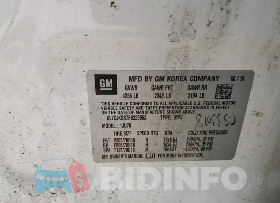 KL7CJKSB7FB229063 Photo# 13
