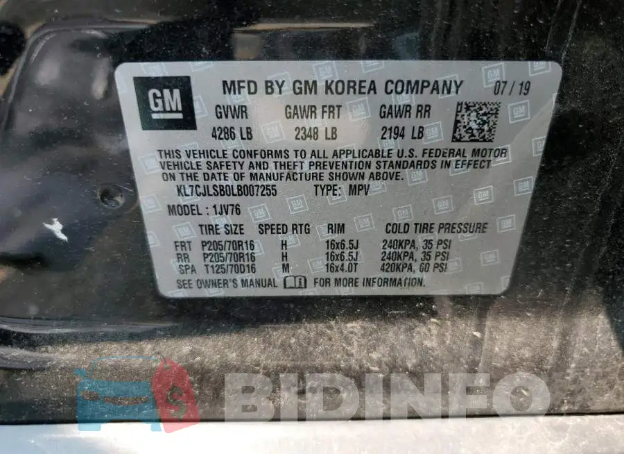 KL7CJLSB0LB007255 Photo# 13